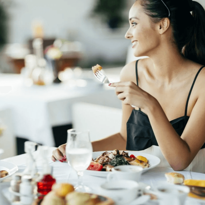 A girl eating food