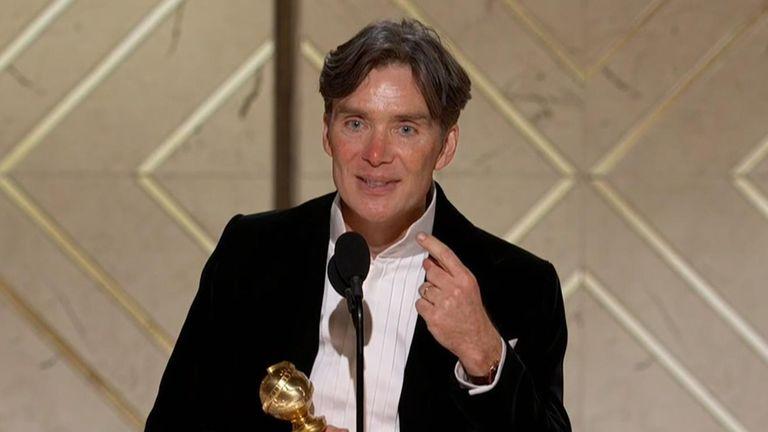Golden Globes: Cillian Murphy wins best actor in a drama for Oppenheimer |  World News | Sky News