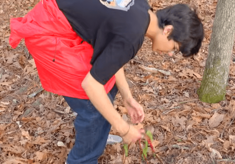 contestant finding food in the wild