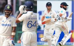 India and NZ Team Members Playing Cricket