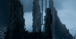 Daenerys Targaryen looking at the Iron Throne in Game of Thrones
