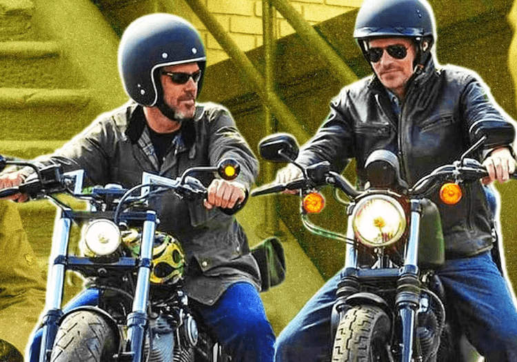 Doctor house and Doctor James Wilson riding bike 