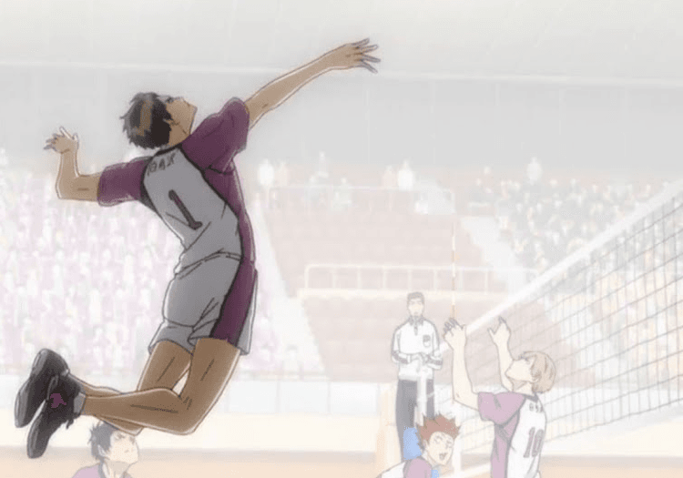 Ushijima spiking in Haikyu