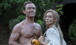 Two characters looking in a still from Eden