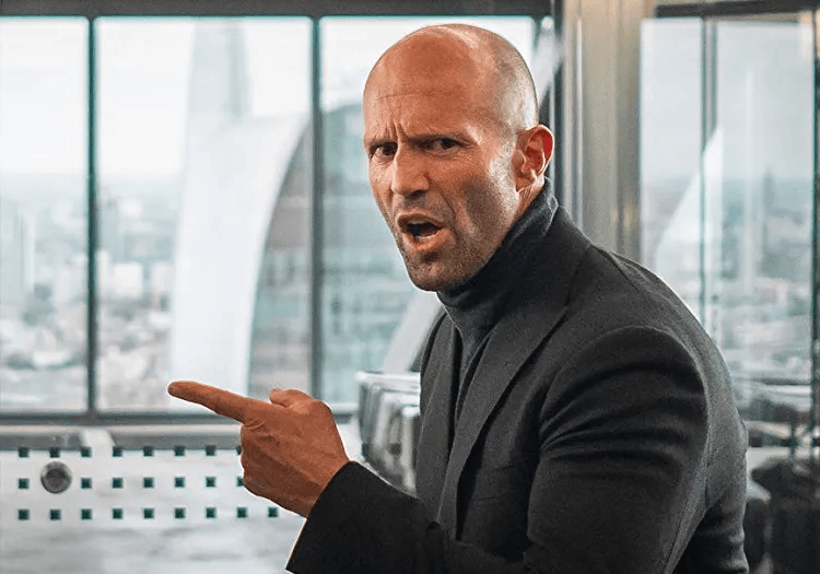 Jason Statham pointing his finger in Hobbs & Shaw