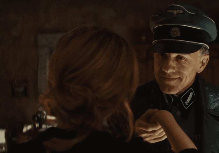 Hans Landa greeting a woman in Inglourious Basterds