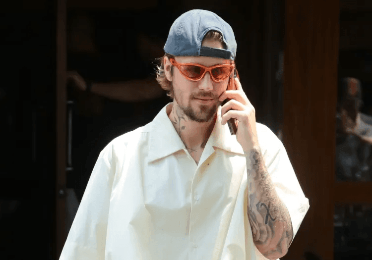Justin Bieber on the phone