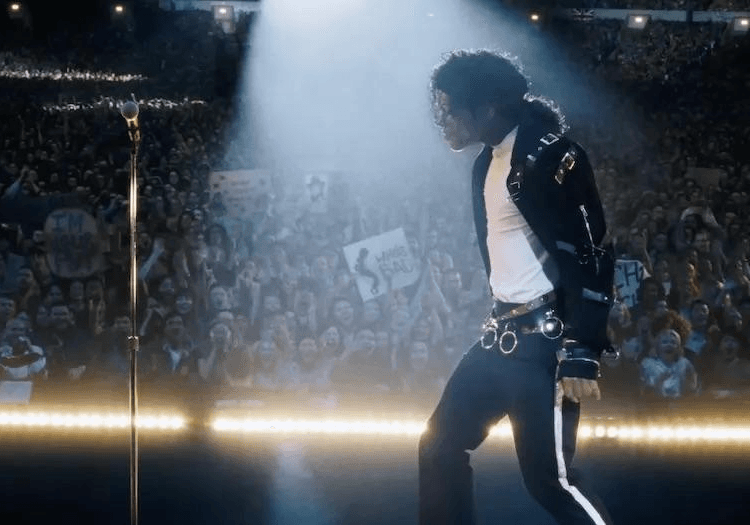 Michael moonwalking on the stage in Michael