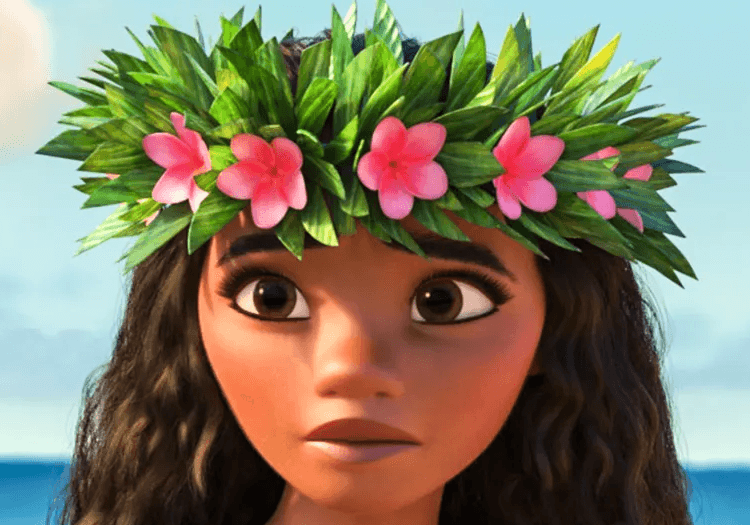 Moana in a flower tiara