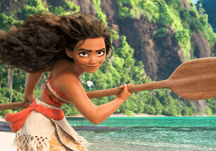 Moana with a boat row in her hand