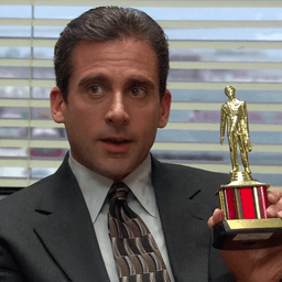 Michael Scott with The Dundies Award