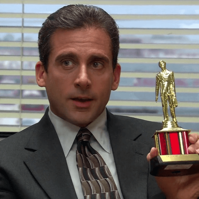 Michael Scott with The Dundies Award