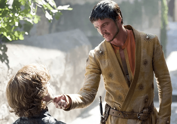 Pedro Pascal talking to Tyrion Lannister
