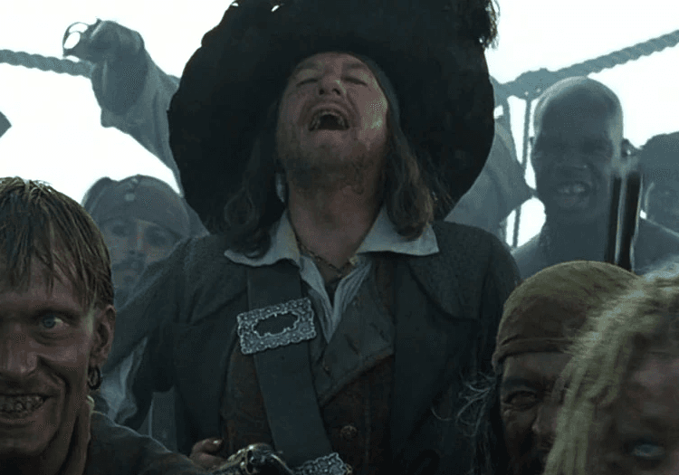 Captain Barbossa in Pirates of the Caribbean