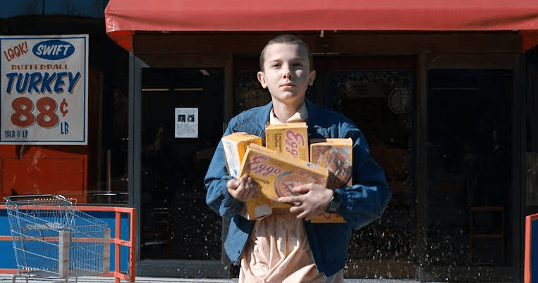 Eleven Stealing Eggo Waffles from the Grocery Store
