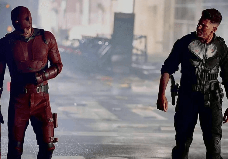 Frank Castle looking at Daredevil in Daredevil: Born Again