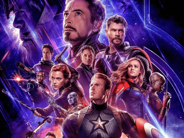 The Avengers looking to their right in a poster for Avengers: Endgame