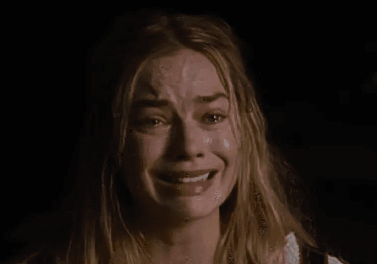 Margot Robbie crying in Wuthering Heights