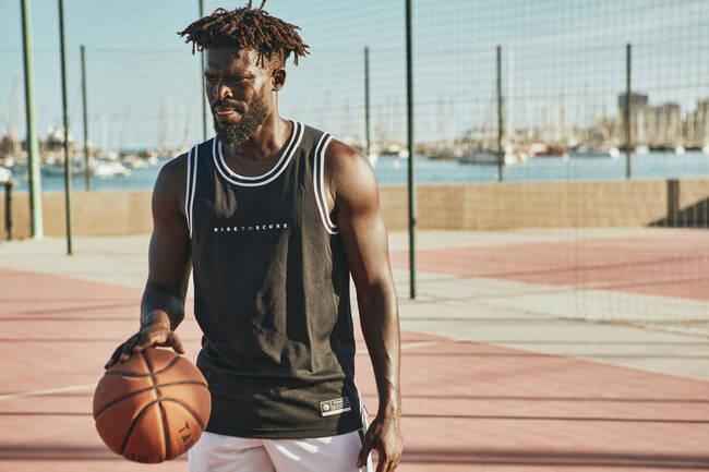 Adult Reversible Sleeveless Basketball Jersey T500 - Black/White